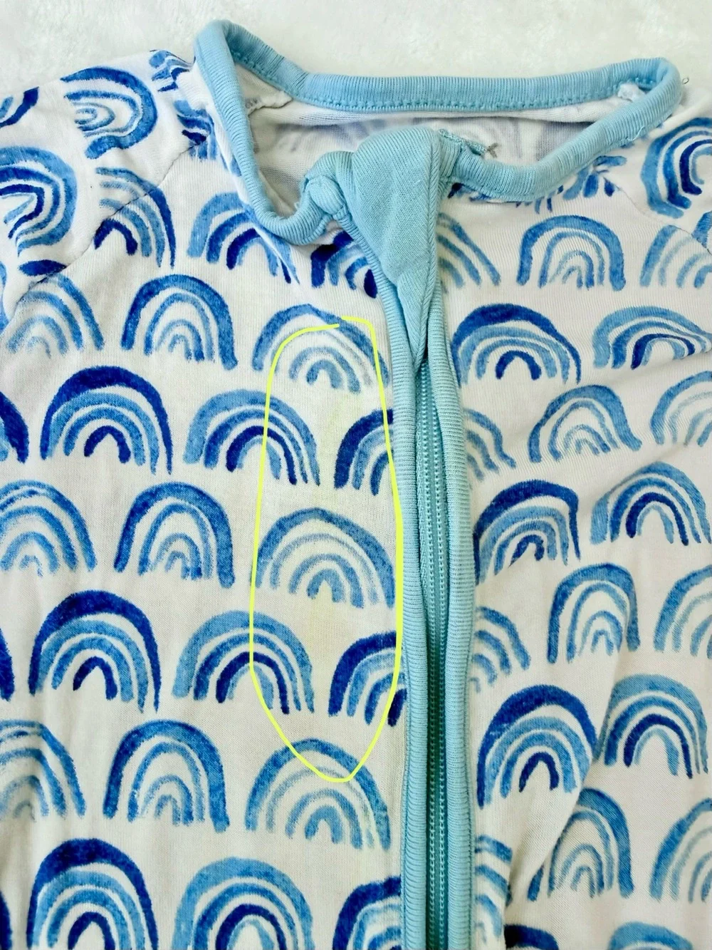 Little Sleepies Blue Rainbow Zippie (size 3-6M)